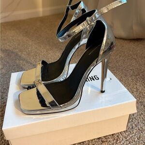 PrettyLittleThing Metallic Silver Heels